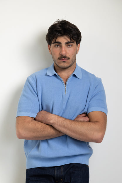 Zip-up polo t-shirt