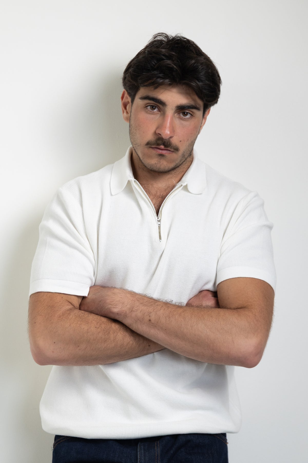 Zip-up polo t-shirt