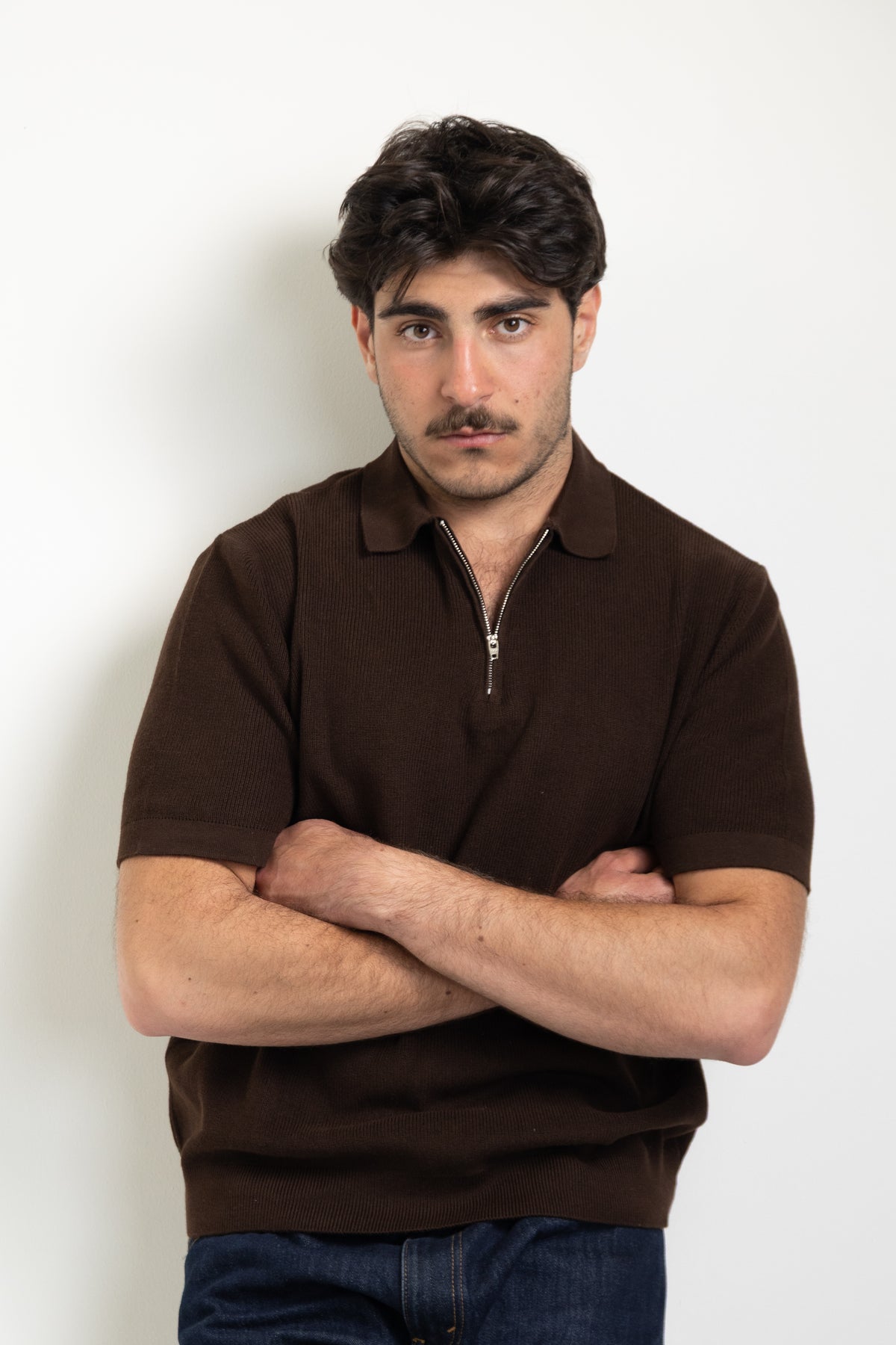 Zip-up polo t-shirt