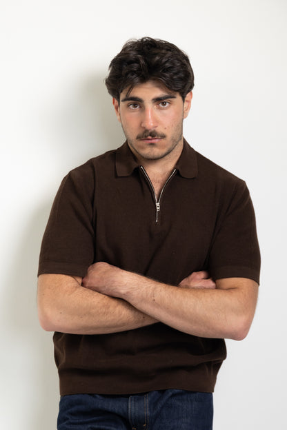 Zip-up polo t-shirt