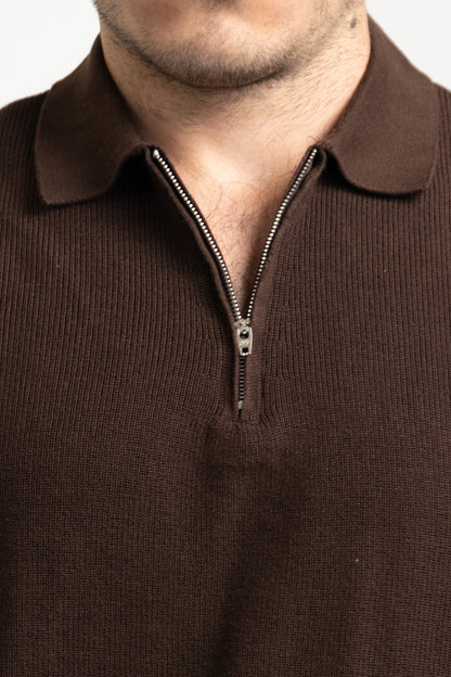 Zip-up polo t-shirt