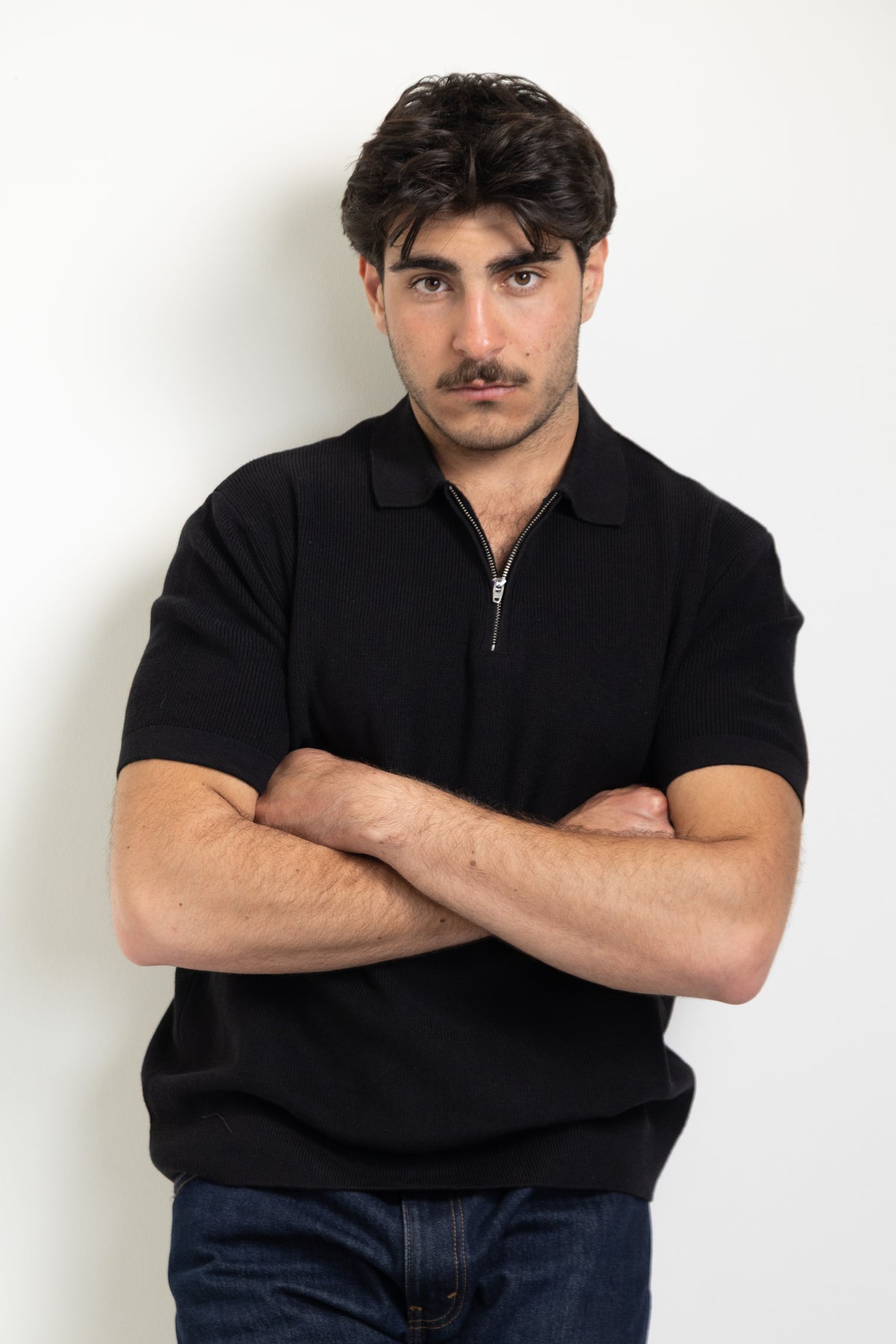 Zip-up polo t-shirt