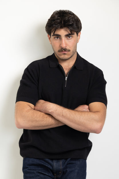 Zip-up polo t-shirt
