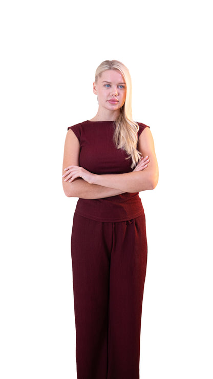 Sleeveless Top and Wide-Leg Pants