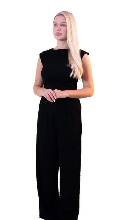 Sleeveless Top and Wide-Leg Pants