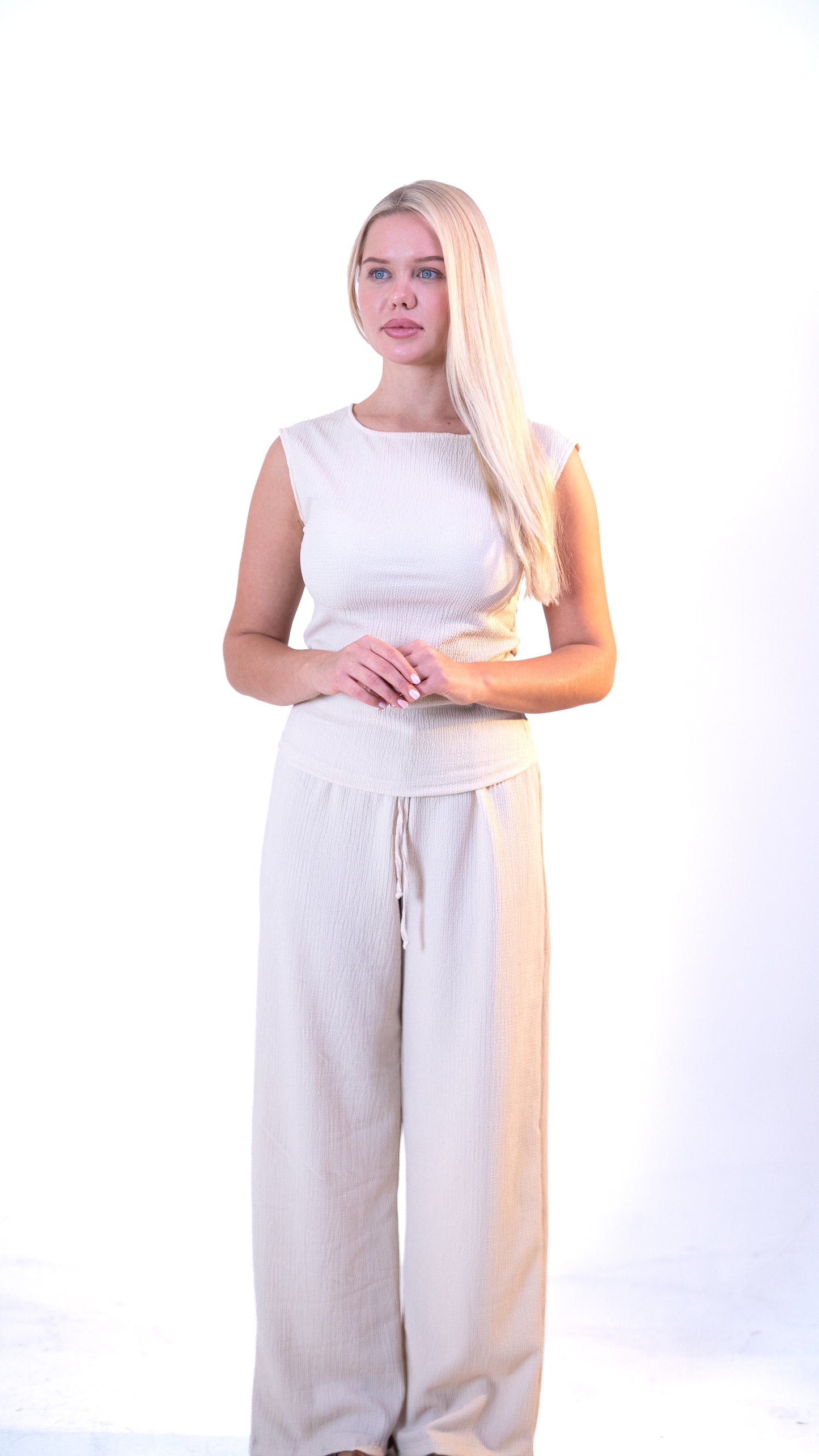 Sleeveless Top and Wide-Leg Pants