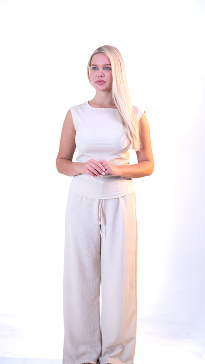 Sleeveless Top and Wide-Leg Pants